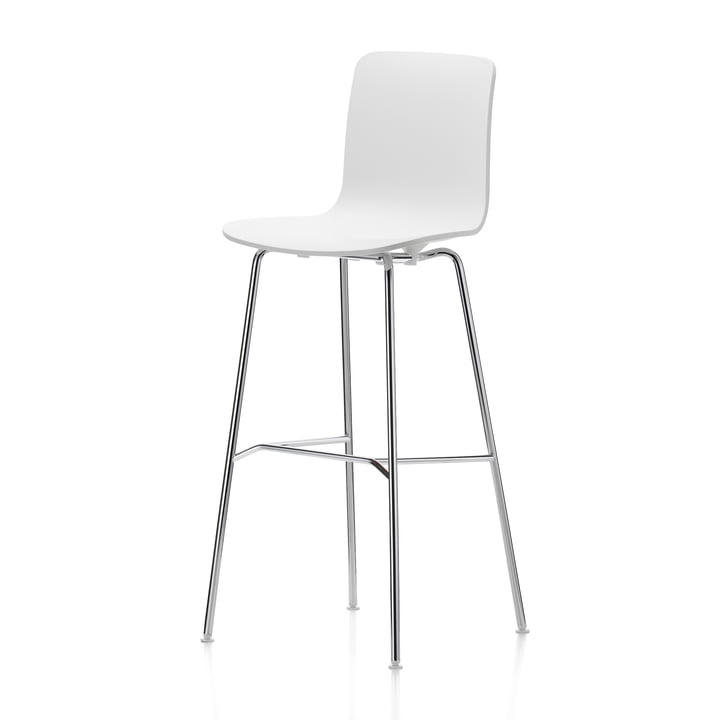 Hal Bar stool, high, white / chrome / white plastic glides from Vitra