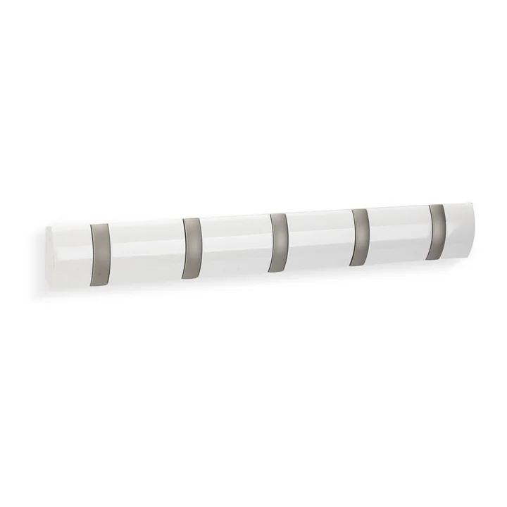 Flip Hook 5 piece coat rack from Umbra in white
