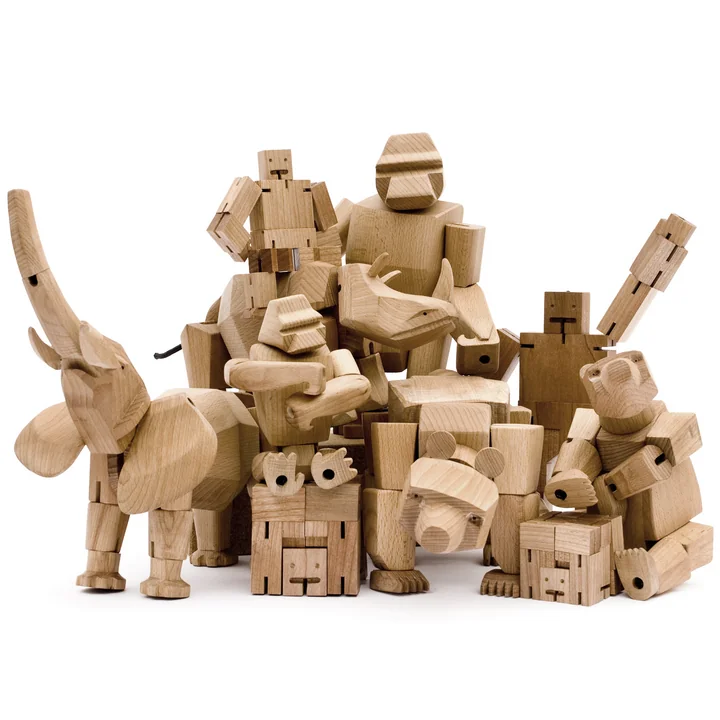 The various Wooden Creatures from Areaware in one pile