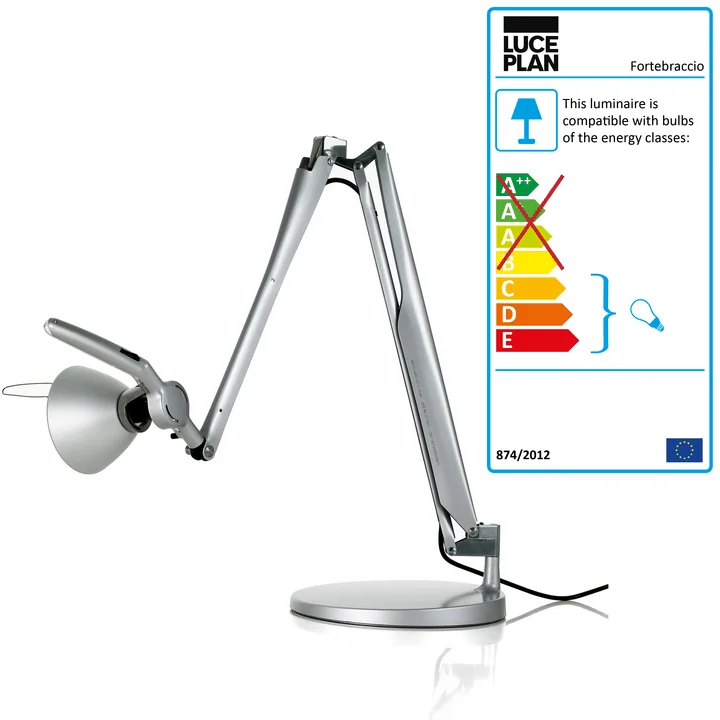 Fortebraccio Desk lamp D33N.60 by Luceplan in metal