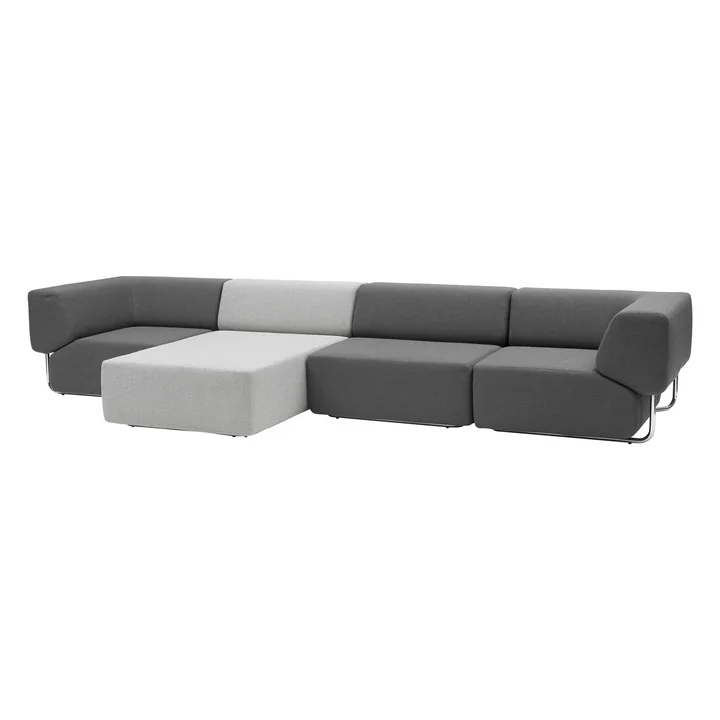 Softline - Noa, three elements, dark grey, chaise longue light g