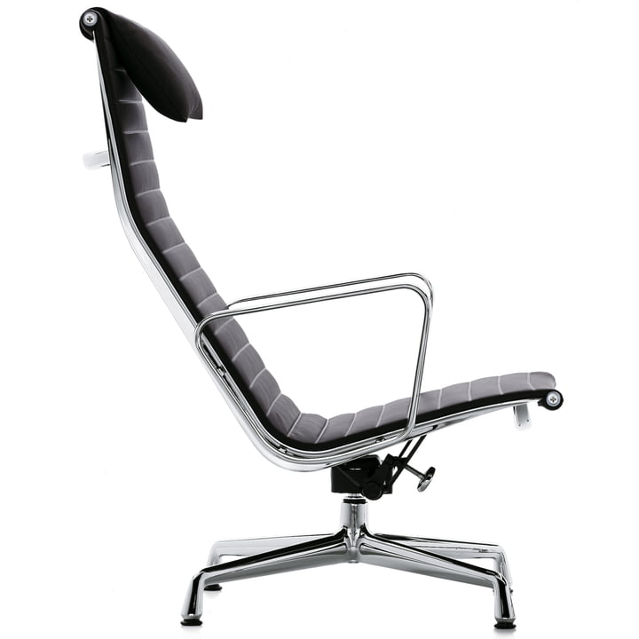 Vitra - EA 124 chrome recliner, swivel, armrests, Hopsak black,