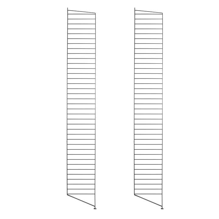 Set of 2 by String floor panel for shelving system, 200 cm, black