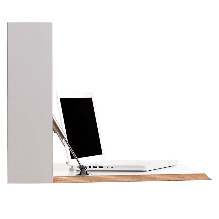 Müller Small Living - Flatbox, white - open, laptop, side
