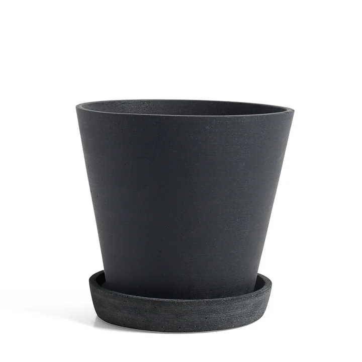 HAY - Flowerpot with Saucer, L, black