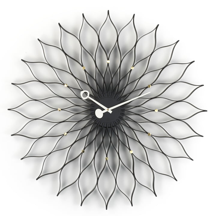 Vitra - Sunflower Clock, schwarz/ messing