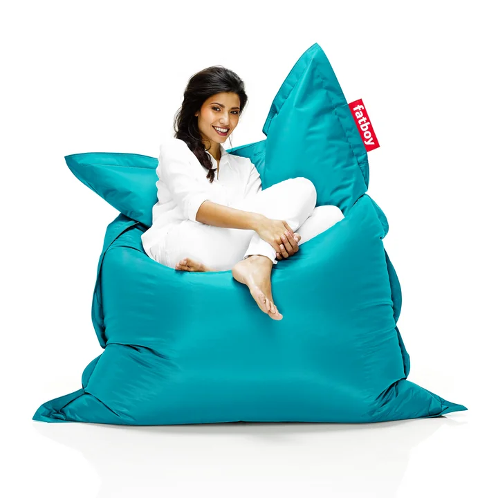 Beanbag Original - Situation woman on beanbag, turquoise from Fatboy
