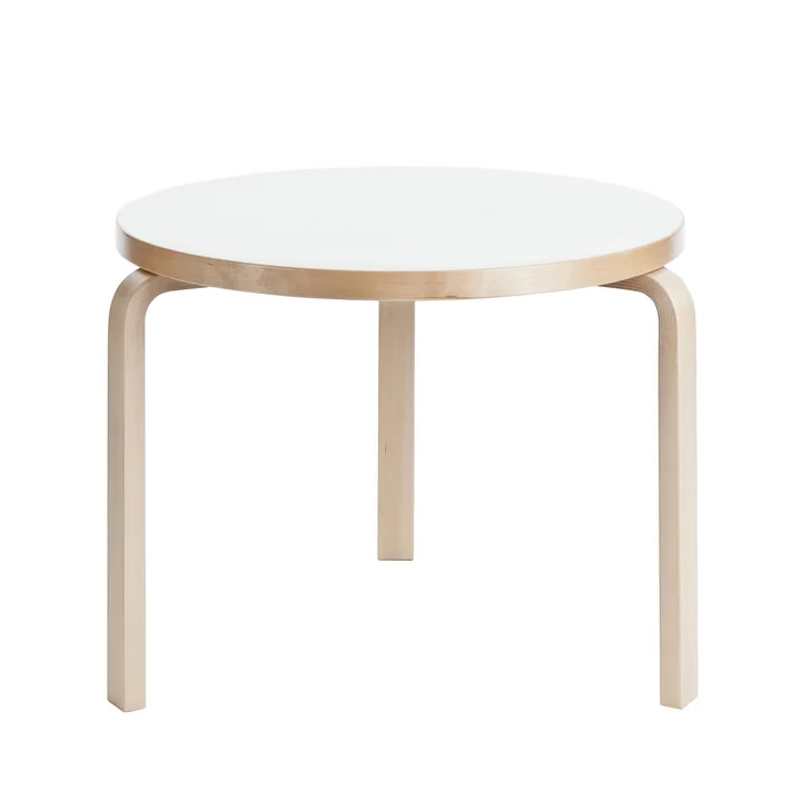 90B table H 74 cm from Artek with laminate surface in white