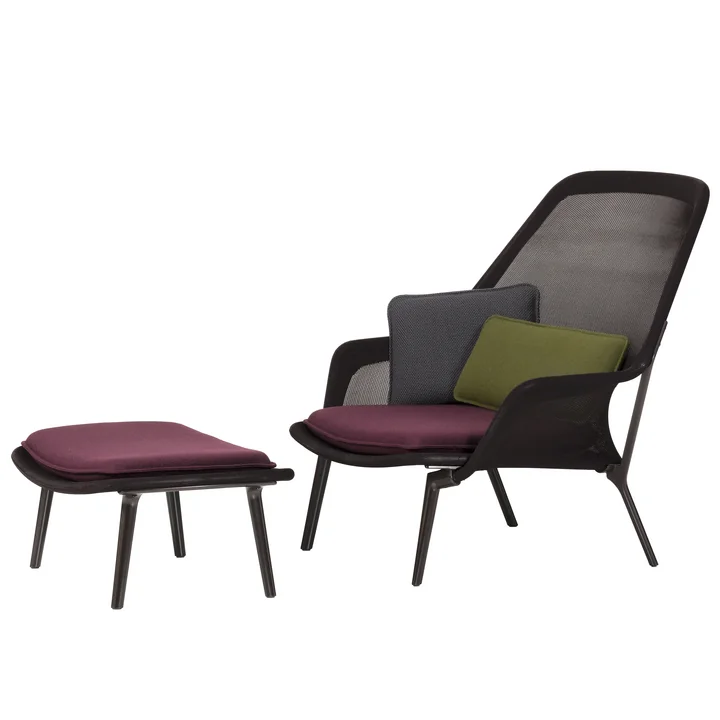 Vitra - Slow Chair & Ottoman, chocolate, brown