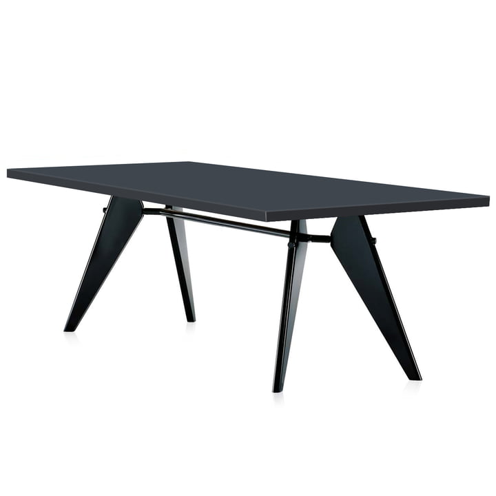 Em Table Dining table from Vitra oak in deep black / asphalt