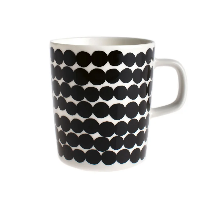 Oiva Räsymatto Mug with handle 250 ml from Marimekko in black / white