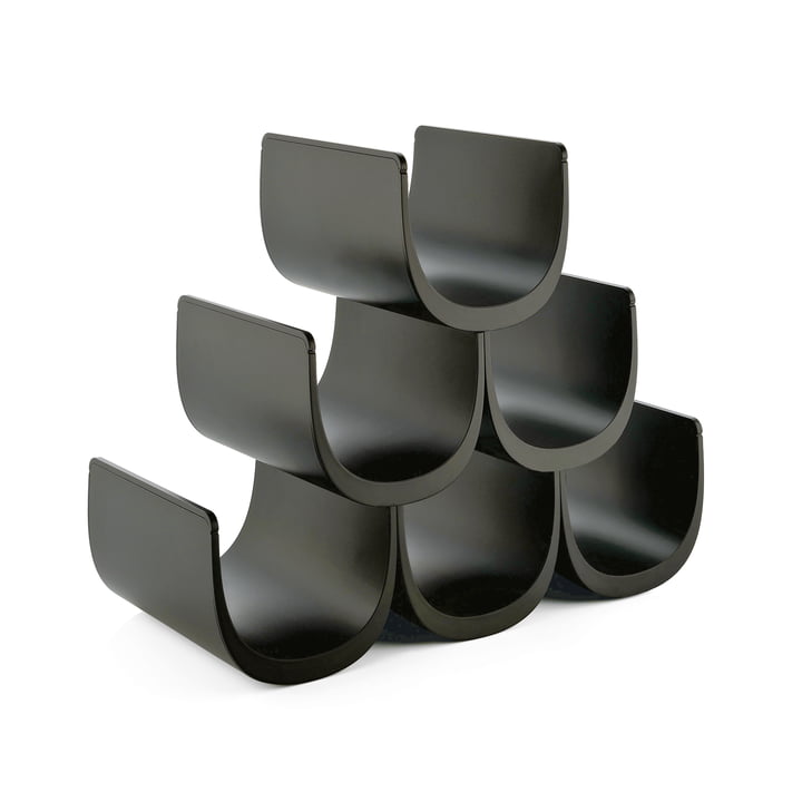 Noè bottle rack with modular system, black from Alessi