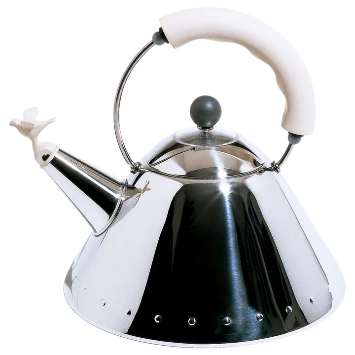 Kettle 9093 , polished stainless steel / white by Alessi