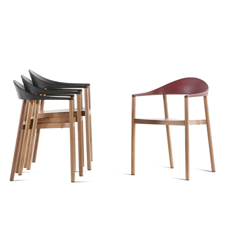 Plank - Monza Chair, black, wine-red