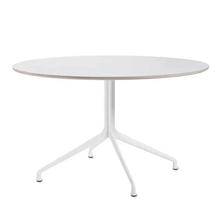 HAY - About A Table AAT 20 dining table, 4 legs, Ø128 cm, white / white (plastic glides)
