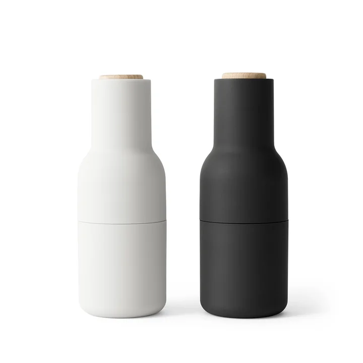 Bottle Salt and pepper mill set by Audo in Ash / Carbon (wooden lid)
