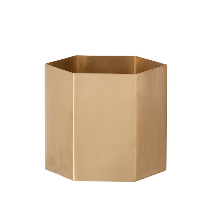 Hexagon Flowerpot Large by ferm Living made of Brass