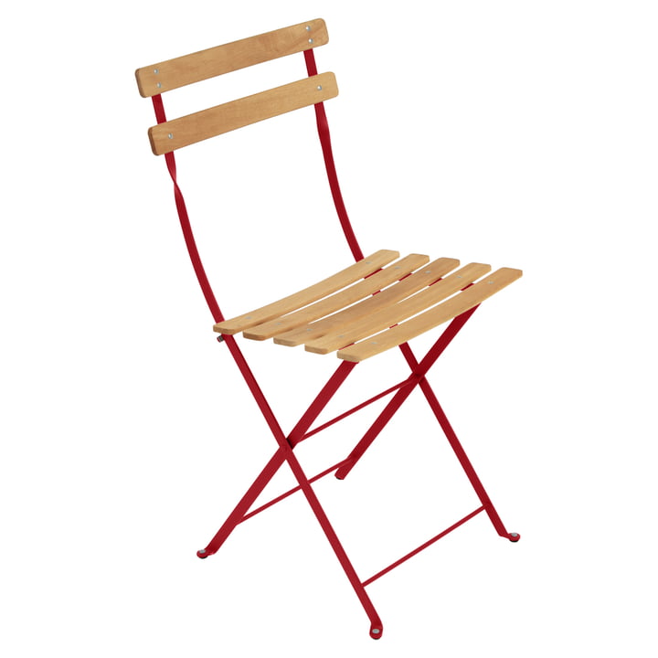 Bistro Folding chair Naturel from Fermob in poppy red