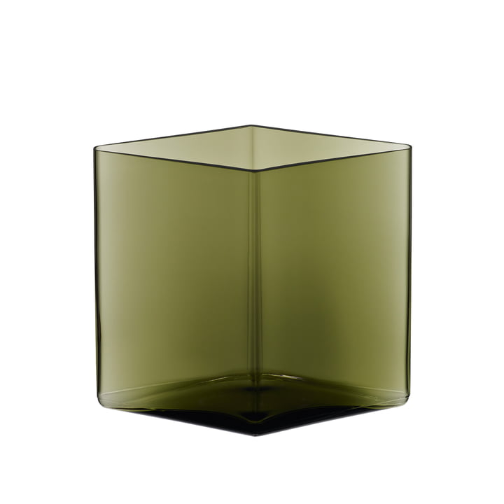 Ruutu Vase 205 x 180 mm from Iittala in moss green