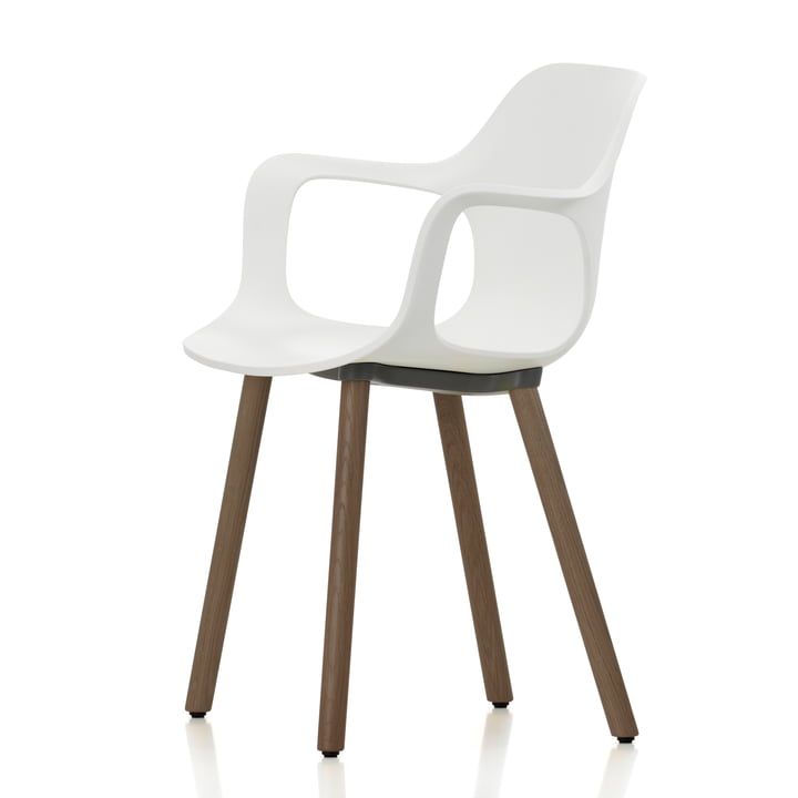 Hal Wood Armchair by Vitra in white made of walnut with felt glides (white)