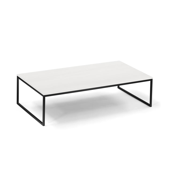 The Less H 5/2 VA coffee table from Hans Hansen, sled base, black / HPL white