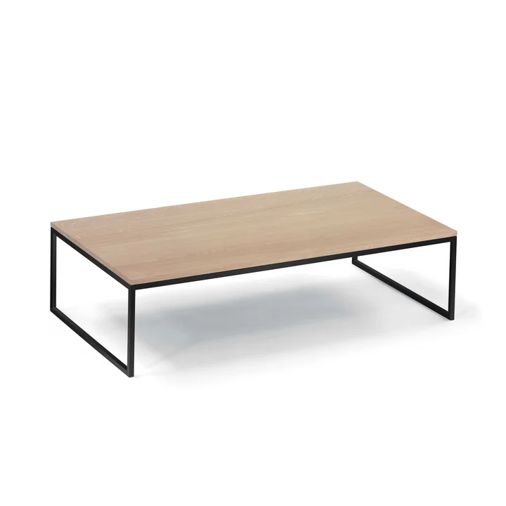 The Less H 5/2 VA coffee table from Hans Hansen, sled base, black / solid oak