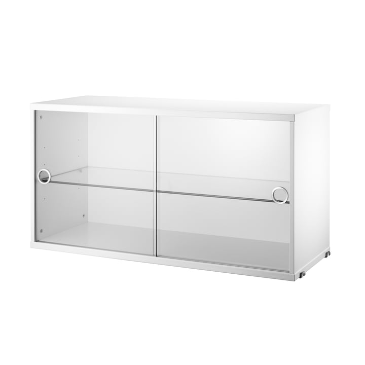 Display cabinet with sliding doors in glass 78 x 30 cm from String in white