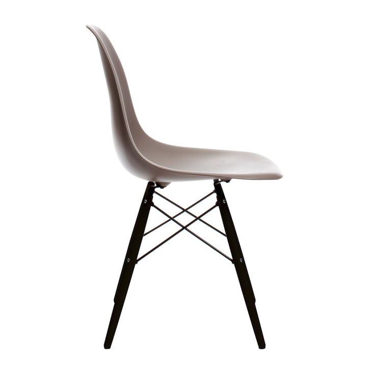 Vitra - Eames Plastic Side Chair DSW, black maple / mauve grey, felt glides black