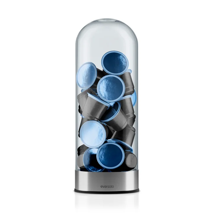 Eva Solo - Coffee Capsule Dispenser, standing with blue capsules