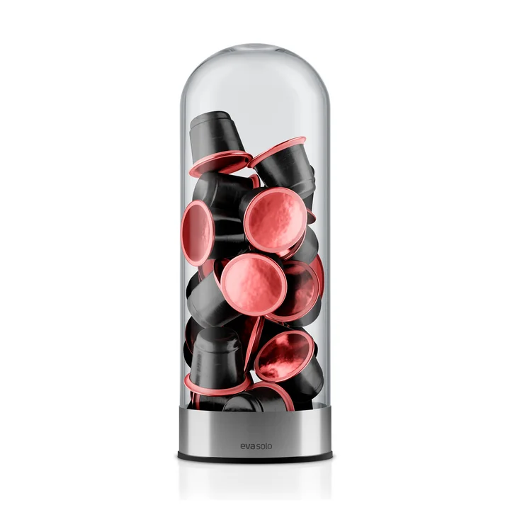 Eva Solo - Coffee Capsule Dispenser, standing with red capsules