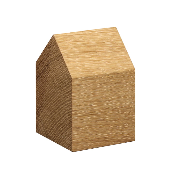 e15 - AC10 House Paperweight made of oak with small saddle roof