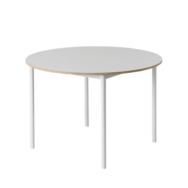 Muuto - Base Table Ø 110 cm, white / plywood edge