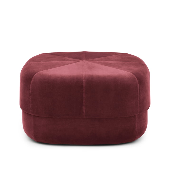 Circus Pouf in large from Normann Copenhagen in dark red suede leather