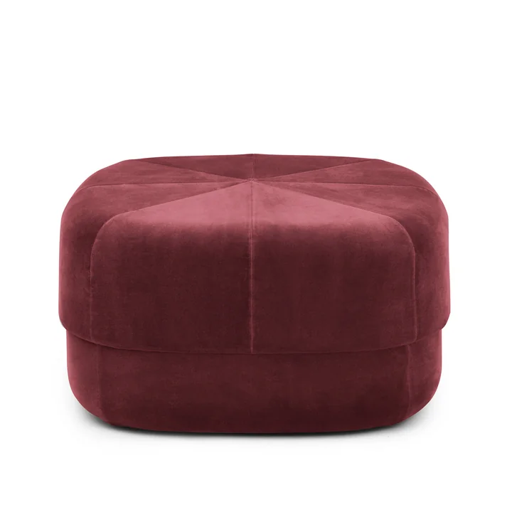 Circus Pouf in large from Normann Copenhagen in dark red suede leather
