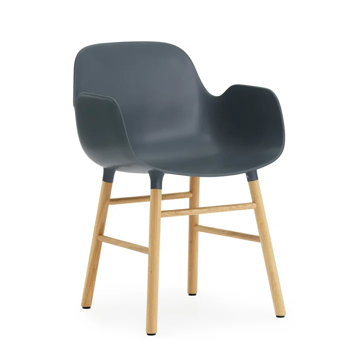 Normann Copenhagen - Form Armchair, Wooden Legs, oak / blue