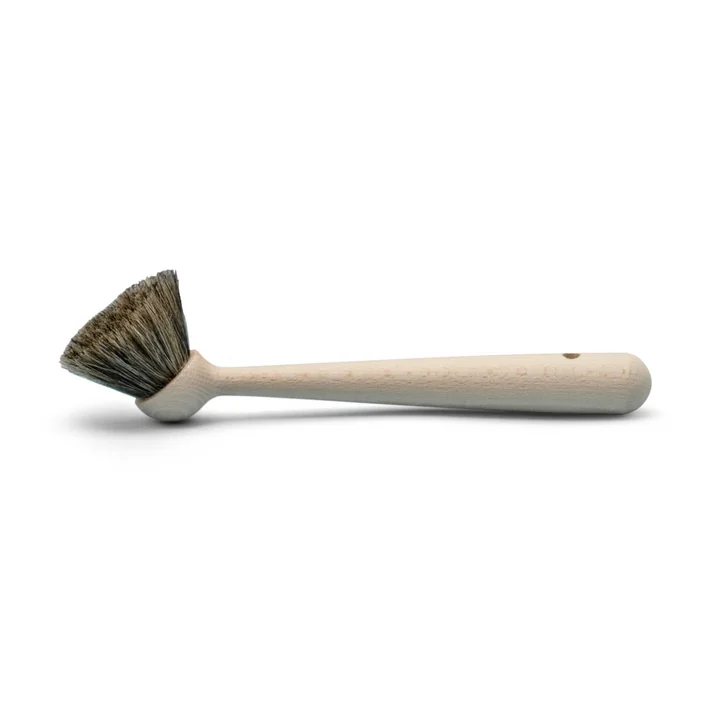 Dish brush with natural bristles and wooden handle
