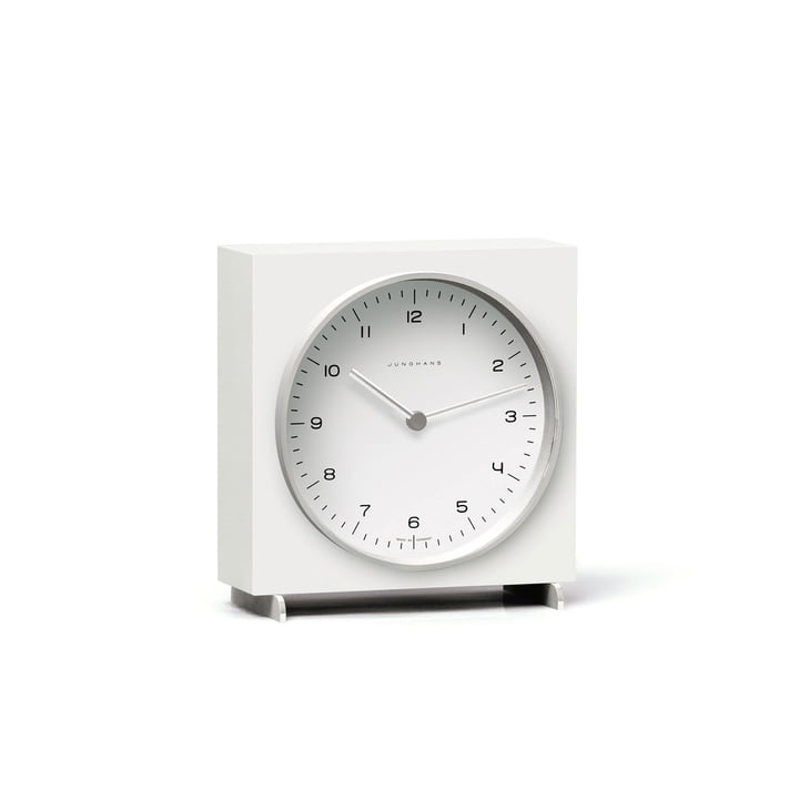 Max Bill Quartz desk clock by Junghans in white 