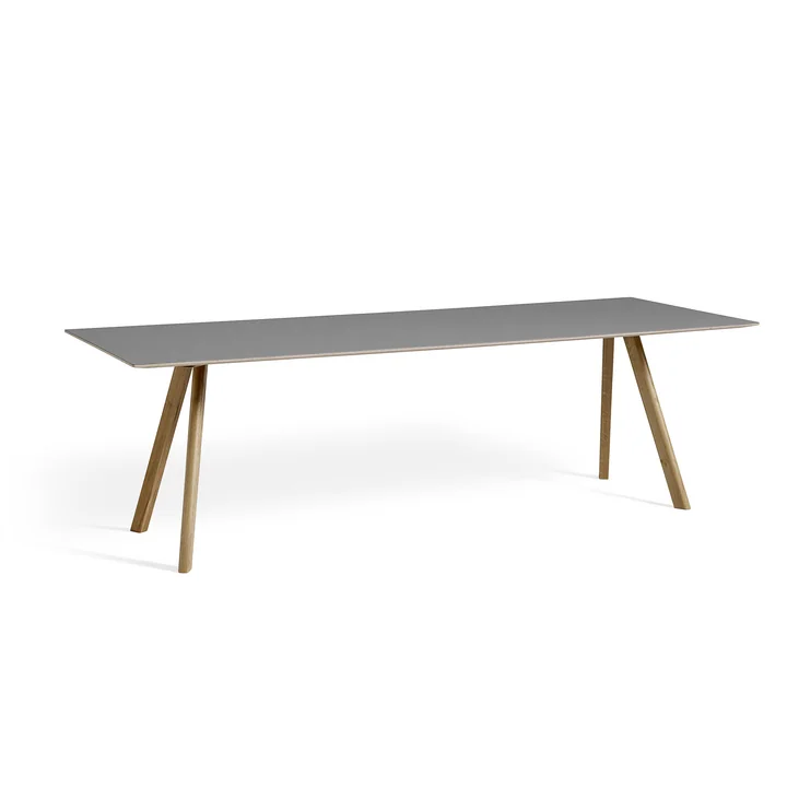 Copenhague CPH30 Dining table 250 x 90 cm from HAY in soaped oak with linoleum in gray (Ash 4132)