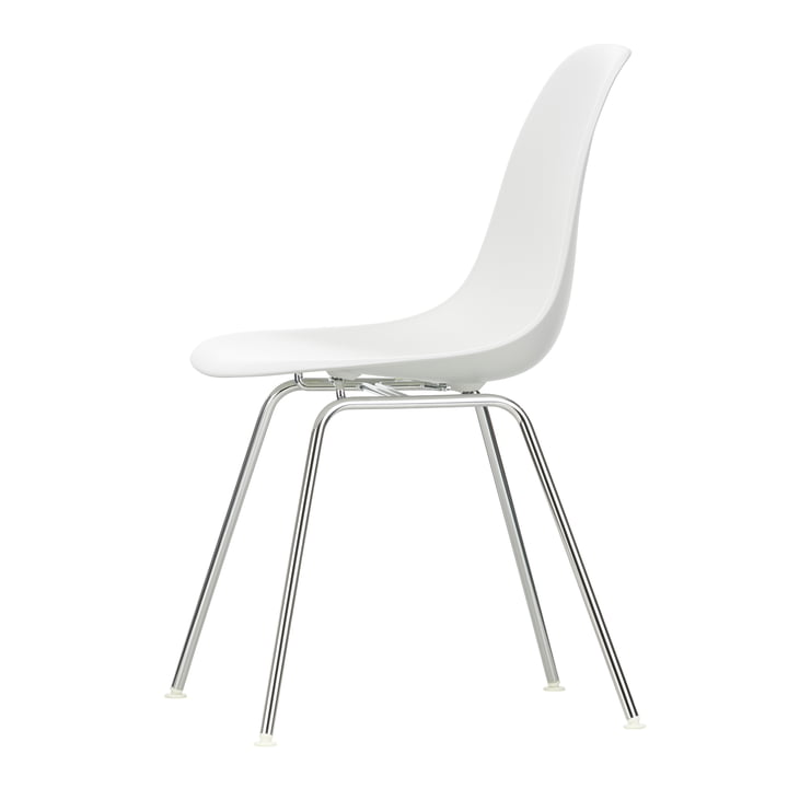 Eames Plastic Side Chair DSX by Vitra in chrome / white