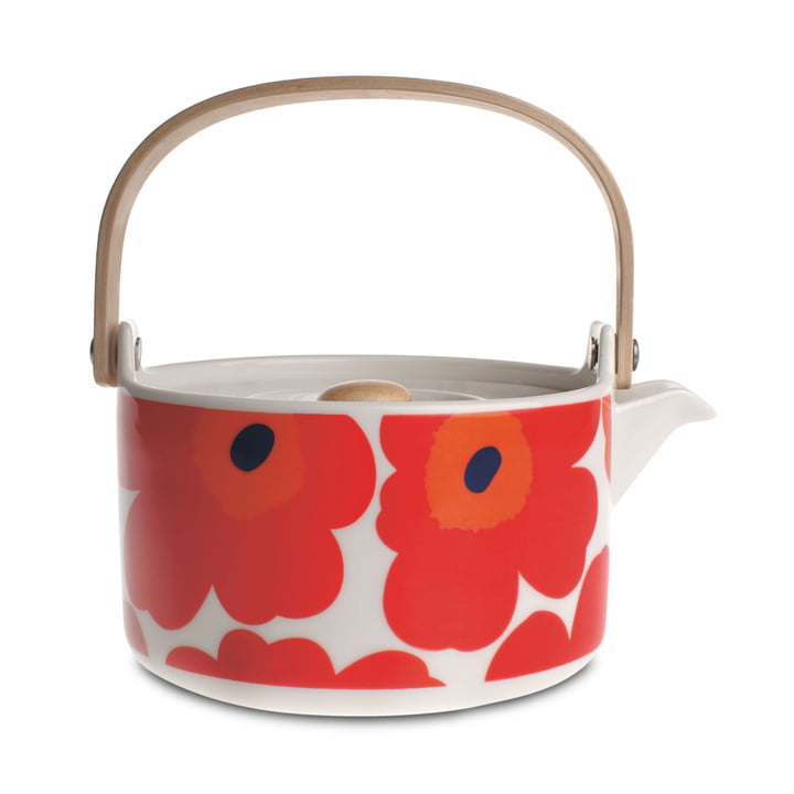 The Oiva Unikko Teapot by Marimekko in white / red
