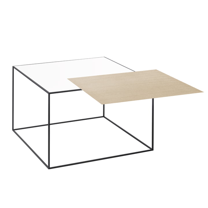 Twin 49 Side table black frame from by Lassen in oak / white