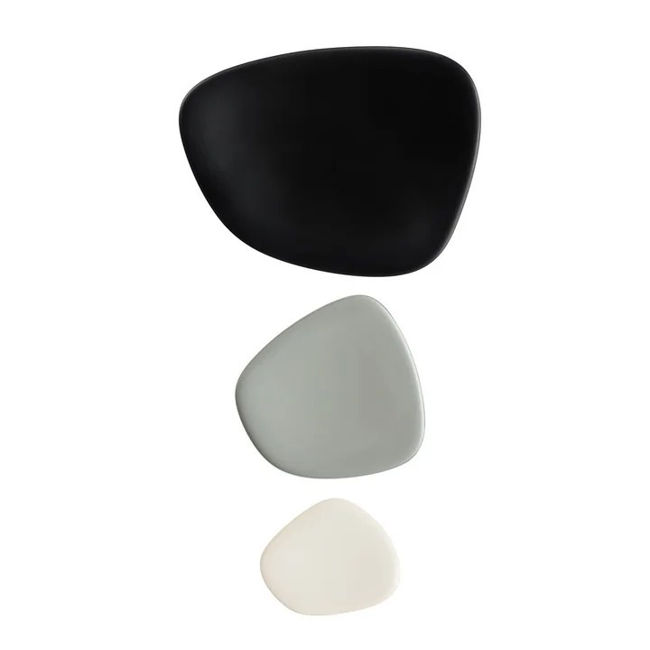Namasté tray set by Kartell in black, grey and taupe