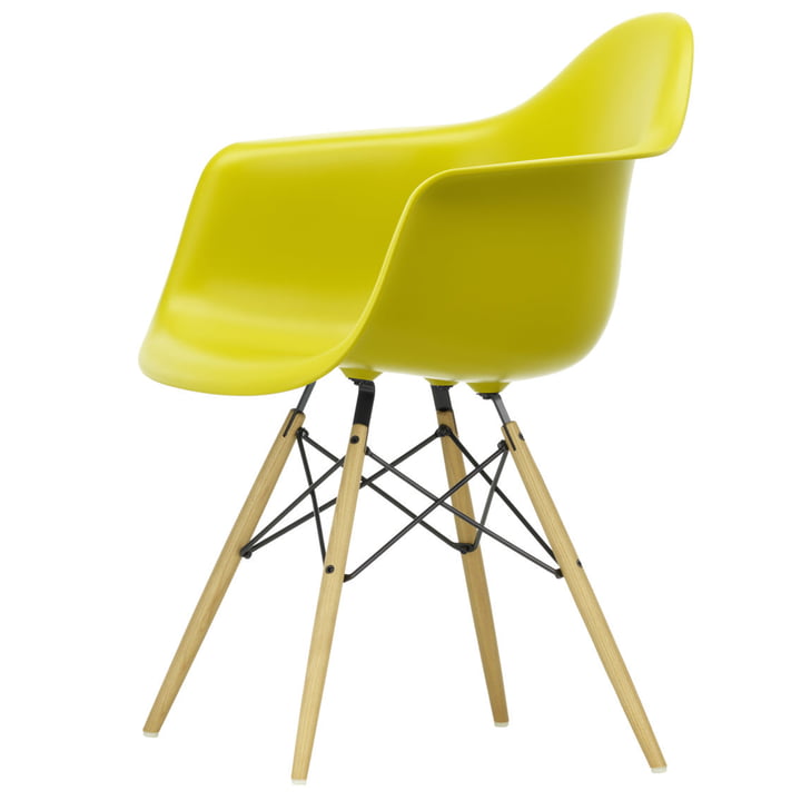 Eames Plastic Armchair DAW (H 43 cm) from Vitra in ash honey color / mustard