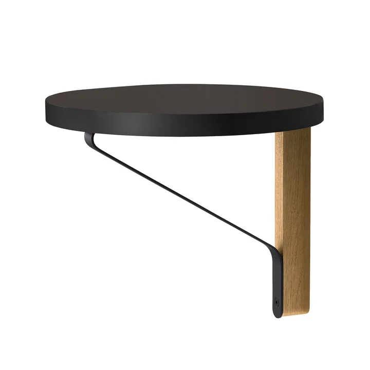 REB 009 Kaari Wall Shelf Ø 35cm by Artek in black from natural oak