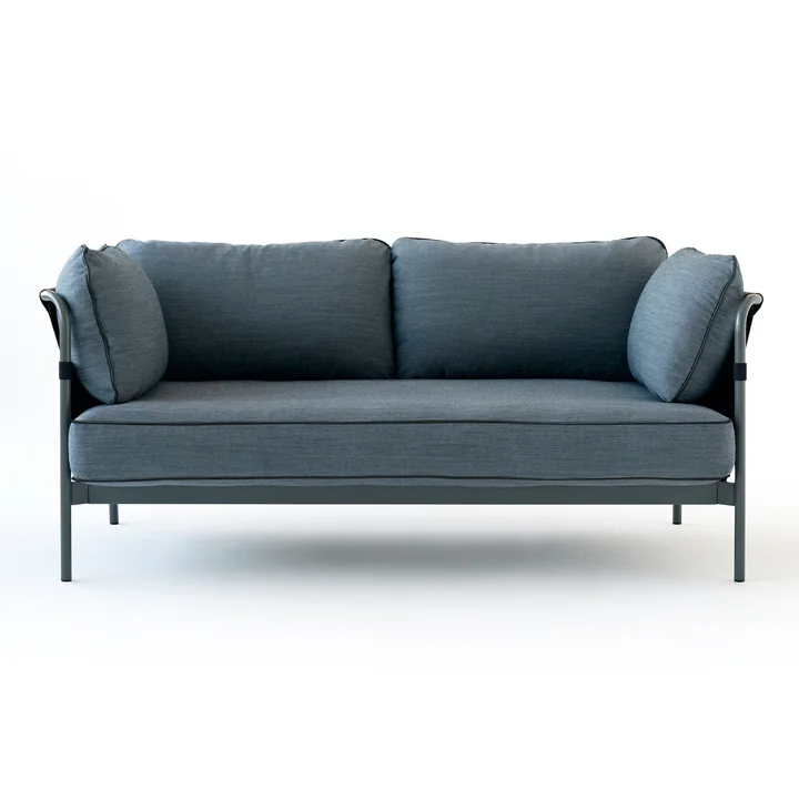 Can Sofa, 2-seater in grey / Canvas black / Canvas blue by HAY