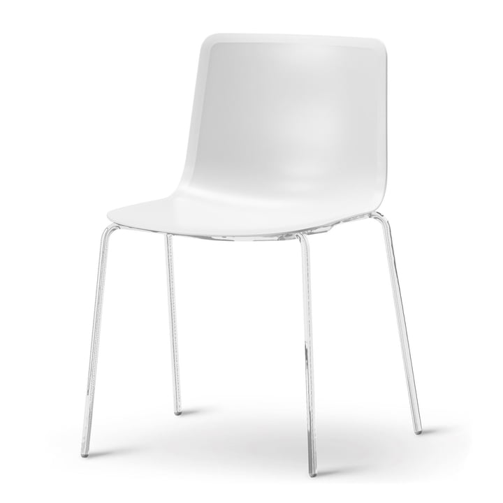 Pato 4 Leg Chair by Fredericia in white / chrome