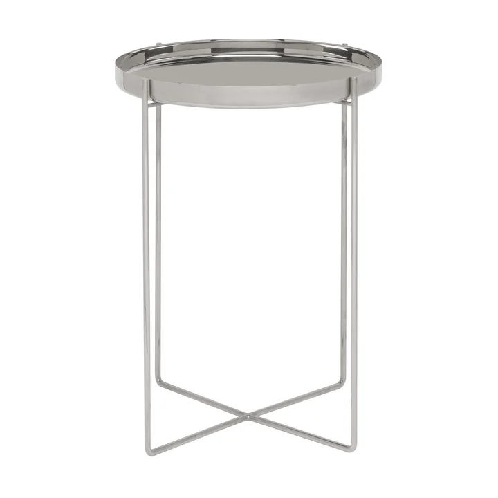 The CM05 Habibi side table H 47 Ø 37 cm in polished stainless steel