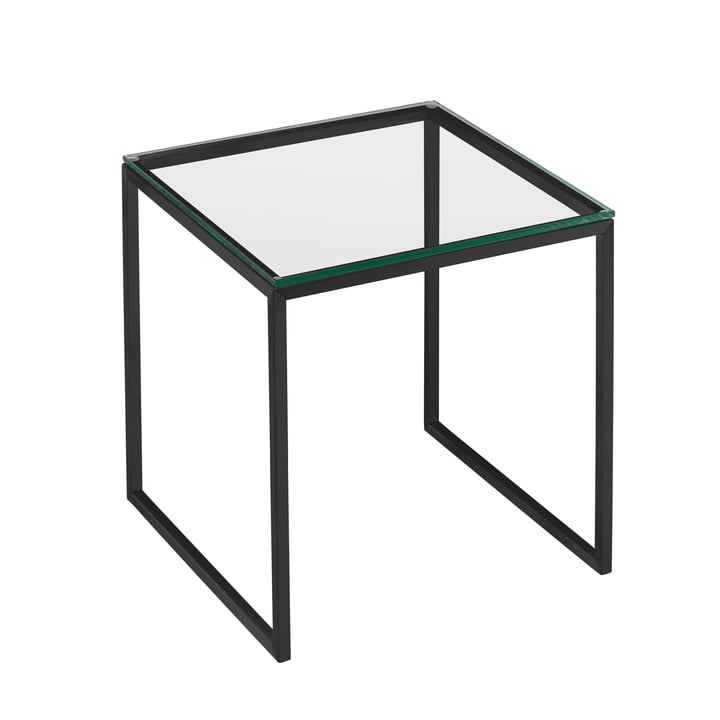 Hans Hansen - Less H 22/2 Coffee Table with Sled-Base Frame, Black / Glass Top Transparent 