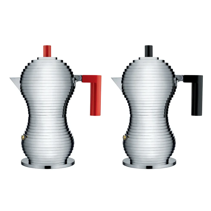 Pulcina Medium espresso maker from Alessi in black and red