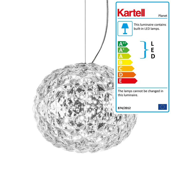 Planet LED pendant lamp from Kartell in crystal clear